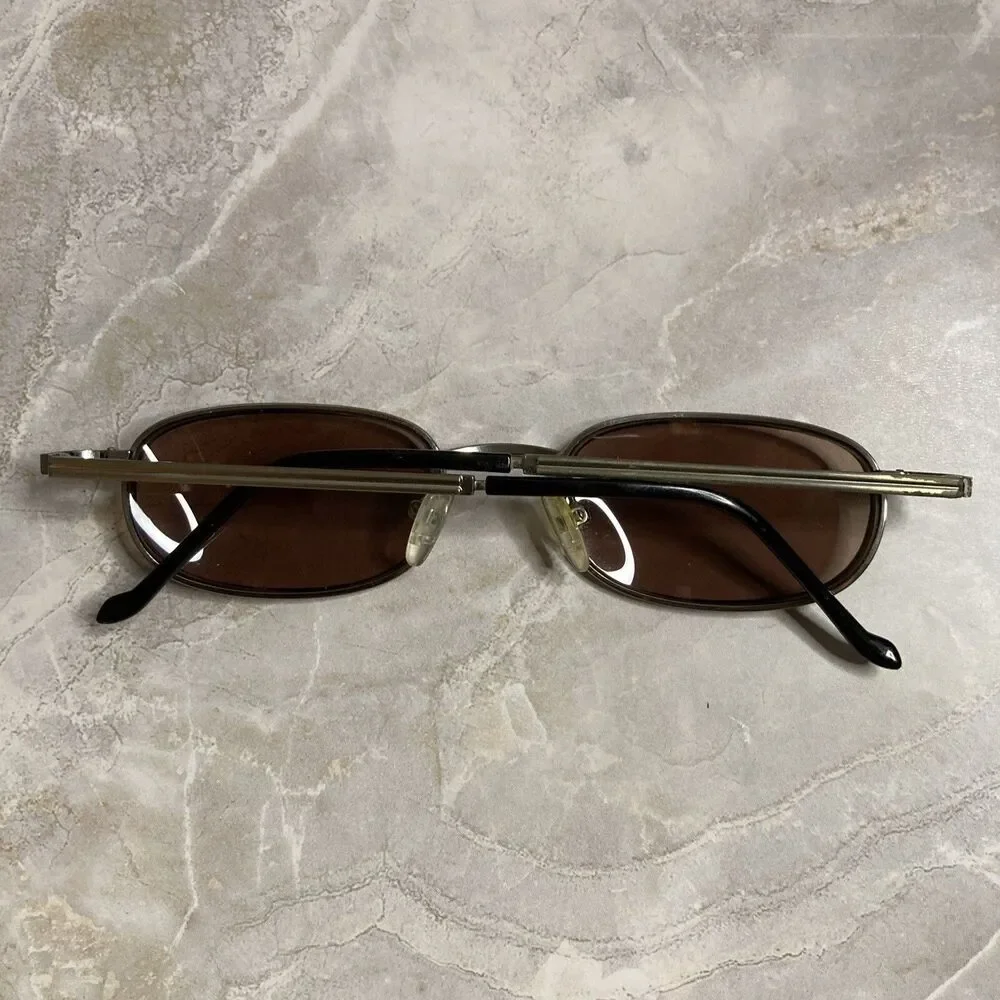 Vintage Guess GU607 50-19 138 Bronze Oval Metal Sunglasses FRAMES ONLY